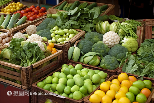 小摊上的新鲜蔬菜